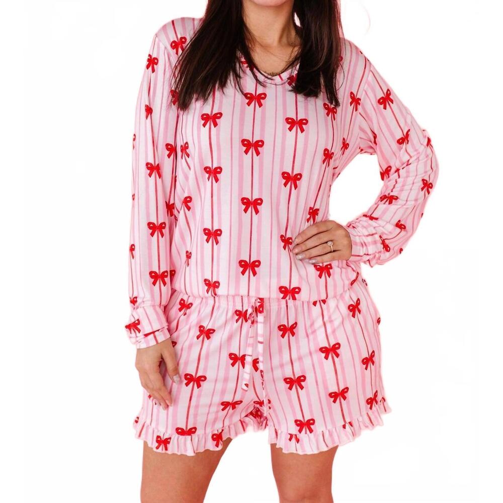 NEW BIRDIE BEAN ruby ribbons 2-piece lounge set in multi